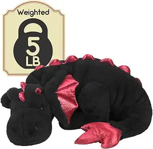 ARELUX Giant Weighted Winged Dragon Plush Toy - 35.4" 5lbs Soft Stuffed Animal for Comfort, Pterosaur Plushie Fuzzy Dinosaur Pillow Plushies Cuddly Removable and Washable Black