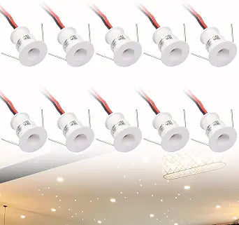 DC12V 1W Mini LED Spotlight Jewelry Indoor Display Showcase Counter Ceiling Recessed Light RV Micro Reading Lighting 3000K White Shell 10Pack