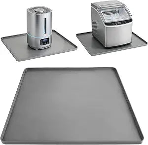 Air Conditioner Drip Pan Waterproof Thick Portable AC Silicone Mat with Raised Edges 20''X20''X0.6 Non-Slip Under Humidifier Mini Fridge Mat for Floor Carpet Protect, Grey