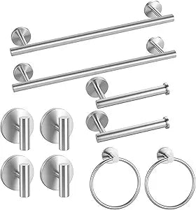 Brushed Nickel Bathroom Hardware Set 10 Pieces, Bathroom Towel Rack Holder Set Wall Mounted, SUS304 Stainless Steel Towel Bar Set - 16 Inch Towel Bar, Toilet Paper Holder, Towel Hooks, Towel Ring