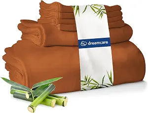 DREAMCARE 100% Viscose from Bamboo Sheets King Size - 4 Pc Luxury Cooling Sheets for Hot Sleepers, King Size Bed Sheets Set, Viscose from Bamboo Sheets Set, Terracota