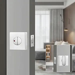 Pocket Door Lock, Indicato Door LockPocket Door Hardware Square Door Lock PrivacyFit for 1 1/4" to 1 3/4" the Thick of Wooden Doors (Silver)