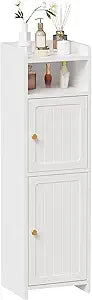BEWISHOME Small Bathroom Cabinet, Bathroom Storage Cabinet with Adjustable Shelves & 2 Doors, Narrow Toilet Paper Cabinets, 7.9" D x 9.8" W x 31.5" H, for Small Spaces, White YYG13W