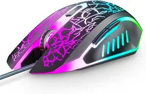 VersionTECH. Wired Gaming Mouse, Computer Mouse Ergonomic Mice with 7 LED Lights RGB Backlit, 6 Programmable Buttons, 4 Adjustable DPI for Laptop PC Gamer Desktop Chromebook Mac Games-Black
