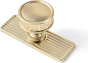Goo-Ki 6 Pack Champagne Bronze Cabinet Knobs with Back/Base Plate Zinc Alloy Kitchen Hardware - Single Hole/Screw Bar Cabinet Pulls Handles Drawer Knob with Spacer