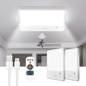 2pack - Rechargeable Motion Sensor Ceiling Light with Remote