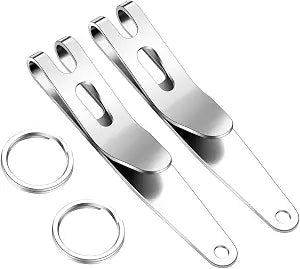 UltraTac Deep Carry Pocket Clip - Heavy Duty Stainless Steel Multi-Purpose Belt Clip for EDC Gear, Knives, Keys | Secure Suspension Pocket Hook for Tactical Equipment (2 Pack)