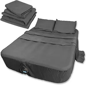 AEHISDHIE Air Mattress Sheets - 4 Pieces Set - Suitable for Inflatable mattresses 16 to 24 inch deep - can be inflated Without disassembly, Convenient, Sturdy, Easy to use air Bed Sheet(Gray���Queen)