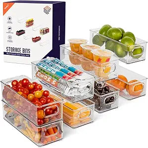ClearSpace Plastic Pantry Organization and Food Storage Bin Great Kitchen Organization and Kitchen Storage Fridge Organizer Bins 8 Pack