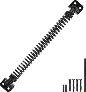 11-1/2" Gate Spring Self Closing, Heavy Duty Black Door Closer Spring, Adjustable Tensioner Automatic Outdoor Gate Closure, Gate Spring Hardware for Wooden and Vinyl Fence, 1 Pack