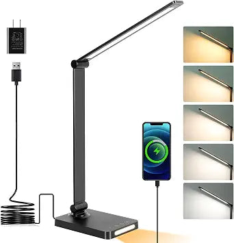 LED Desk Lamp with USB Ports,Touch Desk Lamps for Home Office with 5 Modes