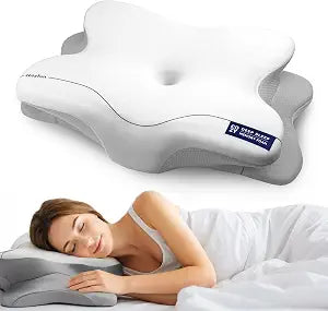 Cervical Neck Pillow for Side & Back Sleepers, Ergonomic Contour Memory Foam Bed Pillow for Sleep Apnea, Neck Pain Relief, Neck Support Pillow with Breathable Cooling Pillowcase, Supportive for Neck