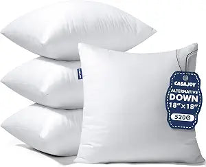 18x18 Pillow Inserts, Set of 4 Down Alternative Throw Pillows Insert for Bed, Sofa & Couch, Ultra Soft Fluffy Sleeping Pillow with 100% Cotton Cover