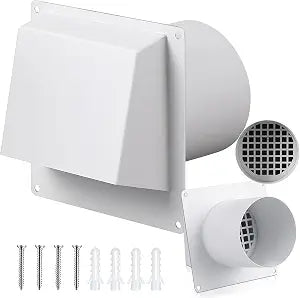 Fireplace Intake Vent Cover, 3-15/16", Galvanized Steel, White