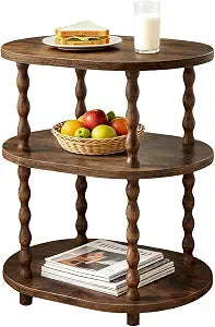Narrow Side Table, 3-Tier End Table with Storage for Small Spaces