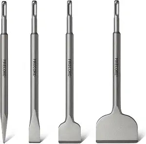 SDS Plus Chisel Set,Firecore 4pcs Tile Removal Chisel Bits for Hammer Drill