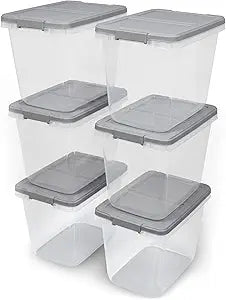 Home Logic 29 Qt Latched Storage Bin with Lid, Stackable Plastic Storage Container, Organizer for Home, Office & Classroom, 6 Pack, Gray