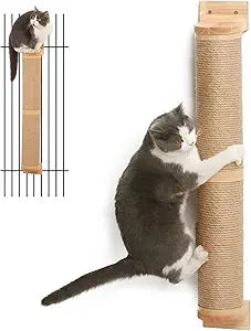 FUKUMARU Cat Scratching Post, 35 x 4.5 Inch Cats Walls Furniture, Rubber Wood Wall Mounted Kitten Scratcher Posts, Thicker Columns for Multi-Functions