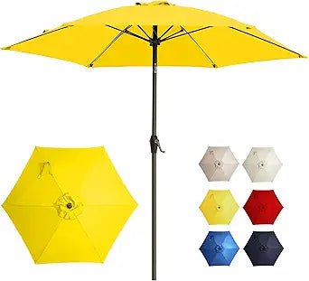 7.5FT Large Outdoor Patio Umbrella with Crank & Tilt - Durable Market Umbrella for Outdoor Patio with 6 Fiberglass Ribs for Poolside,Deck,Yard,Garden