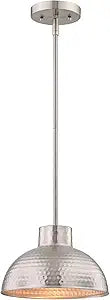 Westinghouse Brushed Nickel 6309600 One-Light Indoor Pendant, Hammered Finish
