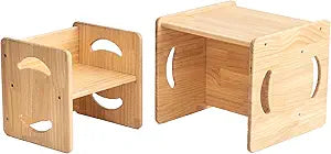 Wooden Table and Chair Set Small Table and Chair Kids Montessori Furniture for Reading Eating Living Room Kids Wood Table and Chair Set Easy to Move Easy to Assemble
