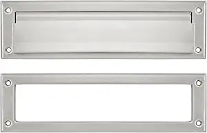 khtumeware Brushed Satin Nickel 10 inch 1-Pack Solid Brass Mail Slot with Solid Brass Internal Frame is Well Made Door Mail Slots