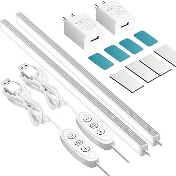 GLVSAE Under Cabinet Lights, 12 Inch Plug in Under Cabinet Lighting, LED Closet Lights, 6000K Cool White Light, Ultra Thin Dimmable Light Bar, Suitable for Kitchen Desk Closet Workbench