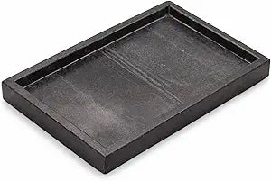 Natural Marble Tray for Bathroom Black Finish | Kitchen | Vanity | Desktop, Stone Organizer for Coffee Table, Dresser, Nightstand, Soap, Towel, Plant, Jewelry (12" x 8"), Rectangular