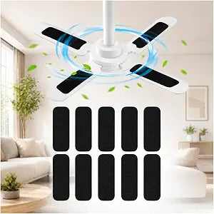 10 Pack Ceiling Fan Blade Air Filters, Washable Reusable Dust Catcher Pads for Fan Blades, Stick-On Fan Filters for Dust, Pet Hair, Pollen & Lint, Home Bedroom Office Use (10 Pack)