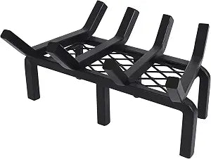 14 Inch Fireplace Grate with Ember Retainer,Cast Iron Fireplace Log Grate,Fireplace Log Holder,Heavy Duty Solid Steel Fireplace Wood Holder,Wood Stove Wrought Rack for Indoor Outdoor
