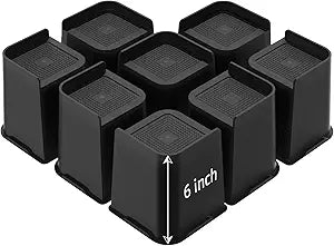 Bed Risers, Oversized Furniture Risers, 6 inch Raise Blocks for Bed Couch Desk Sofa Table Lifts, Furniture Legs Lifters Support up to 6000 Lbs (Black, 8 Pack Set)