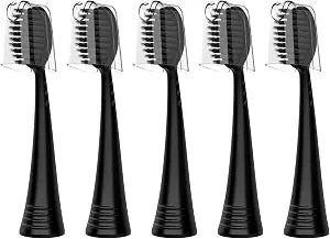 Replacement Toothbrush Heads with Covers for Burst (5 Count, Black)