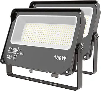HYPERLITE Flood Light Outdoor 150W 2Pack, LED Security Flood Lights with Dusk to Dawn Photocell, 5000K Daylight IP65 Waterproof Floodlights for Court, Garden, Yard