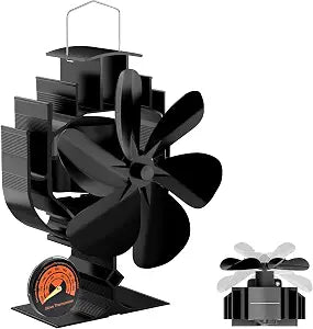 Oscillating Wood Stove Fan-60 Rotation,6-Blade Heat Powered Fireplace Fan
