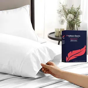 100% Egyptian Cotton Pillow Cases King Size Set of 2 - Luxury 1200 Series Signature Collection King Size Pillow Cases (White), Cooling Sateen Weave Hotel Collection Pillowcases