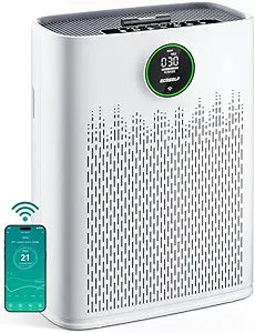 ECOSELF Smart Air Purifier for Home Large Rooms, with WiFi Control, Covers Up to 2400 Ft, Smart Mode, AQI Display, 22dB Sleep Mode & Aromatherapy with 2X-Power Filtration, HAP603WF, White
