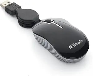Verbatim Mini Wired Mouse USB-A Travel Mouse with 27" Retractable Cable