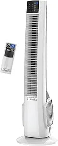 Lasko Oscillating Tower Fan with Remote Control - Tower Fan for Bedroom & Office, 4 Quiet Speeds, 38" White, T38400