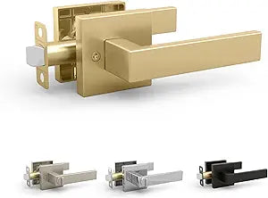 Mega Handles ROBELL Passage Door Handle, Door Handles for Bathroom, Bedroom & Hallways, Interior Door Levers, 5-Inch Modern Passage Door Lever - Satin Brass (1 Pack)