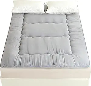 Futon Mattress, Japanese Floor Mattress,Japanese Floor Bed,Tatami Foldable Bed,Roll Up Sleeping Pad for Adults Guest Room Bedroom (Lgrey, Queen)