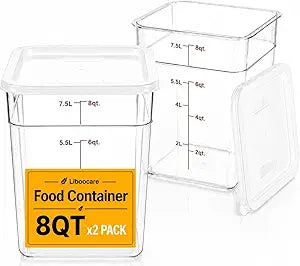 2 Pack 8Qt Clear Food Storage Containers with Lids BPA-Free Stackable Kitchen Organizer for Pantry, Fruits, Vegetables, Meal Prep & Dough Proofing