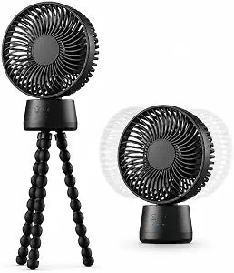 Compact Oscillating Fan, 10000mAh Portable Flexible Fan for Dorm, Bed, Desk