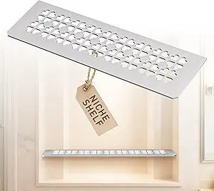 Shower Niche Shelf Fit for Schluter Prefabricated Kerdi Board SN/-SNLT, 4mm Thick, Love Clover Design, Brushed Finish, 304 Stainless Steel Material, Ideal for Use in Tiled Wall Applications