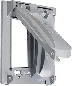 Hubbell-Bell MX2050S Two Gang Two Device Flat Metal Weatherproof Receptacle Cover, Grey