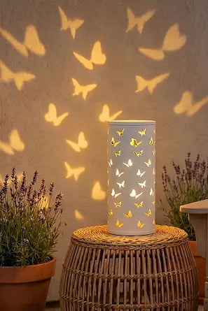 Flannel Bohemian Atmosphere Light & Night Light with Remote - Forest, Butterfly, Dragonfly, SunflowerFlowerFloral Projection Floor Lamps for Bedroom Decor, Mood Lighting, Gifts (White Butterfly)