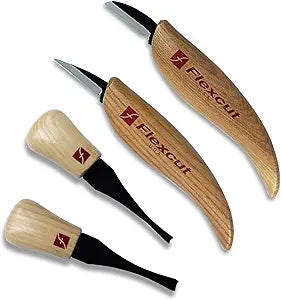 Flexcut Wood Carving Tools| Beginner Palm & Knife Set | 1095 High Carbon Steel Blades| Ergonomic Ashwood Handles | KN600 | Made in the U.S.A.