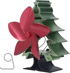 Heat Powered Stove Fan,5 Blade Heat Portable Adjustable Speed Wood Stove Fan Christmas Tree Shape Silent and Efficient Fireplace Fans for Wood Log Burner Firep