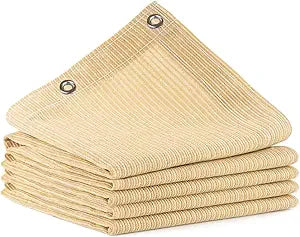 90% Shade Cloth for Garden, 12x24 Ft Beige Patio Sun Shade Fabric with Grommets, UV Protection, Outdoor Privacy Screen Shade Screen, Breathable Mesh Tarp Cover for Pergola, Deck, Porch, Pool