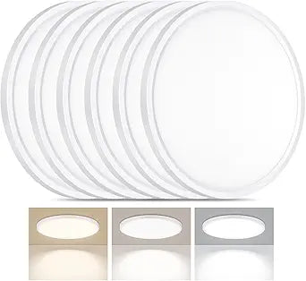 6 Pack LED Flush Mount Ceiling Light, 24W Ultra Thin Round White 3000k/4000k/6500k 3 Color Temperatures Adjusted 12 Inch Modern Ceiling Lights for Bedroom Bathroom Kitchen