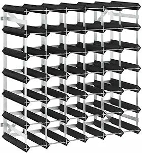 vidaXL Solid Wood Pine Wine Rack for 42 Bottles Home Indoor Living Room Kitchen Storage Cabinet Wine Rack Bottle Holder Furniture Black